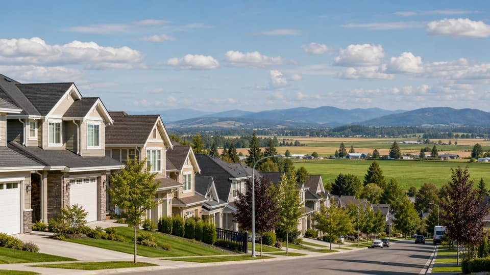 Langley residential neighborhood beside open Fraser Valley greenery